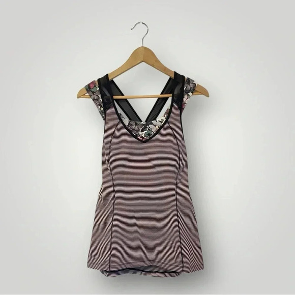 Lululemon Super Sport Tank Mini Pop Stripe Black Mink Berry Sz 6 - Picture 2 of 13